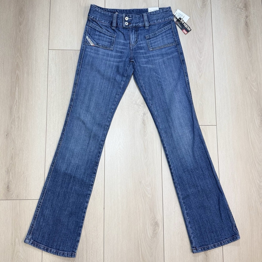 VTG Y2K Diesel Hush DS Womens 26x33 Low Rise Bootcut Flare Jeans Italy Blue NWT!